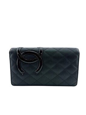 Chanel Wallet Cambon Line CC Logo Leather Black